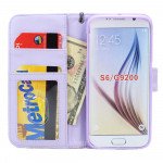 Wholesale Samsung Galaxy S6 Quilted Flip Leather Wallet Case with Strap (Purple)